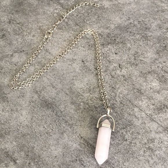 Rose Quartz Silver Toned Healing Point Necklace. - Picture 5 of 8
